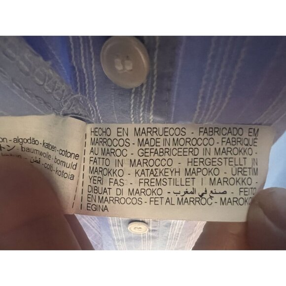 ZARA Striped Long-Sleeve Shirt Women M Blue /White With Back Button nautical - Picture 8 of 9